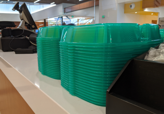 CSUSB Dining Services To-Go food containers.
