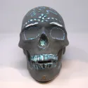 Gray painted skull with blue details