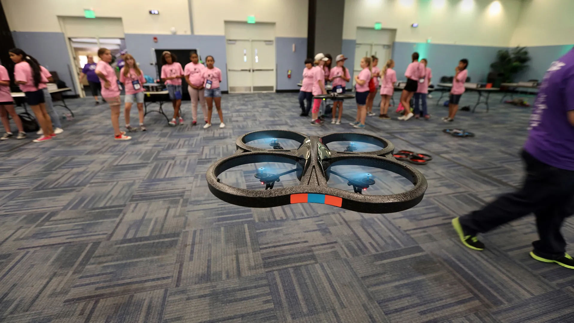 A drone flying during the 2022 GenCyber camp.