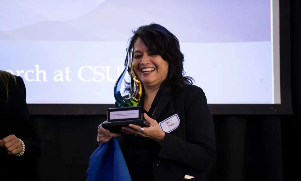 Diane Trujillo, Director of Sponsored Programs Administration, awarded at the 5th Annual Recognition of Principal Investigators.