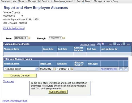 Report and View Employee Absences