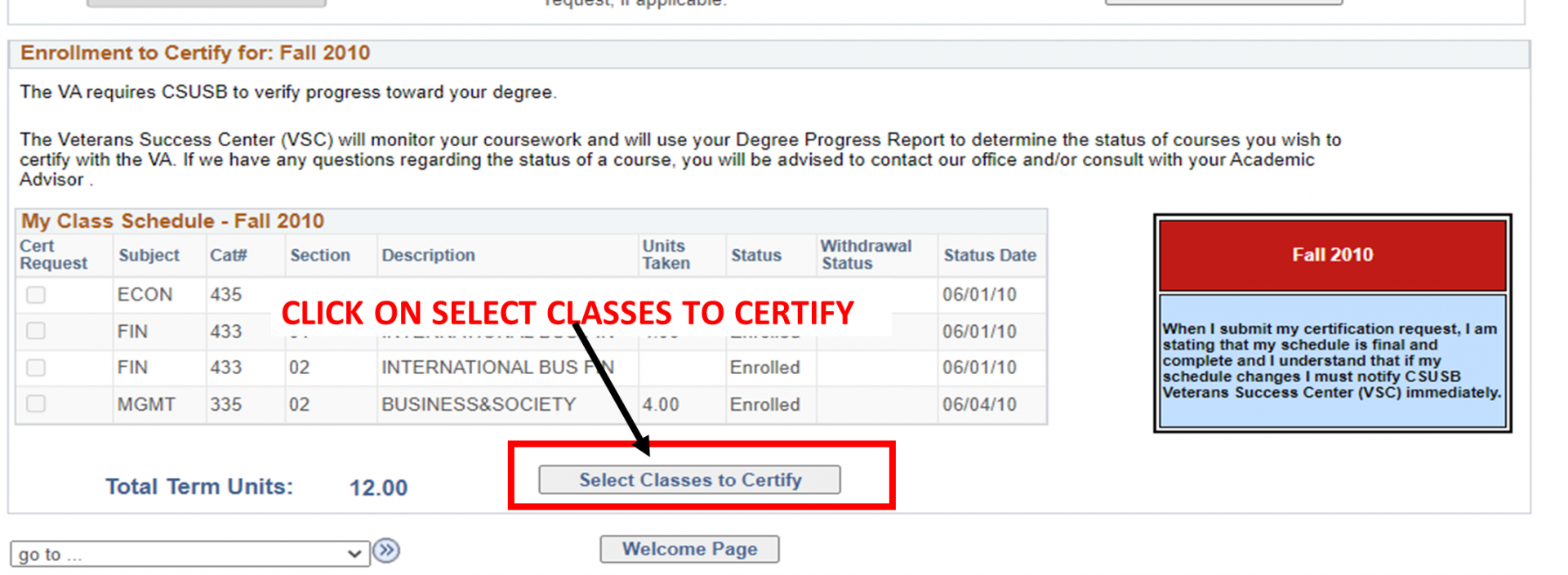 Step 11 - Selection of Classes to Certify