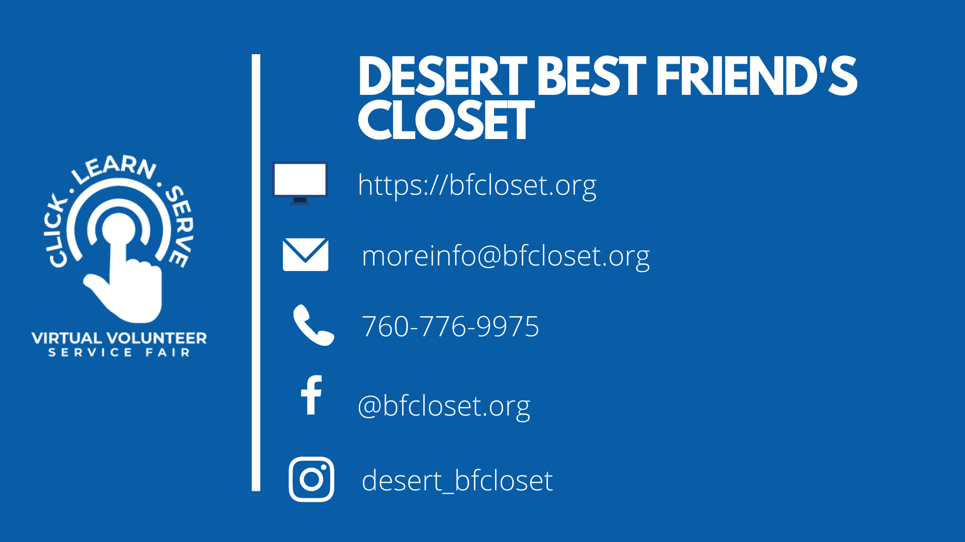Desert Best Friend's Closet nonprofit video for Virtual Volunteer Fair.