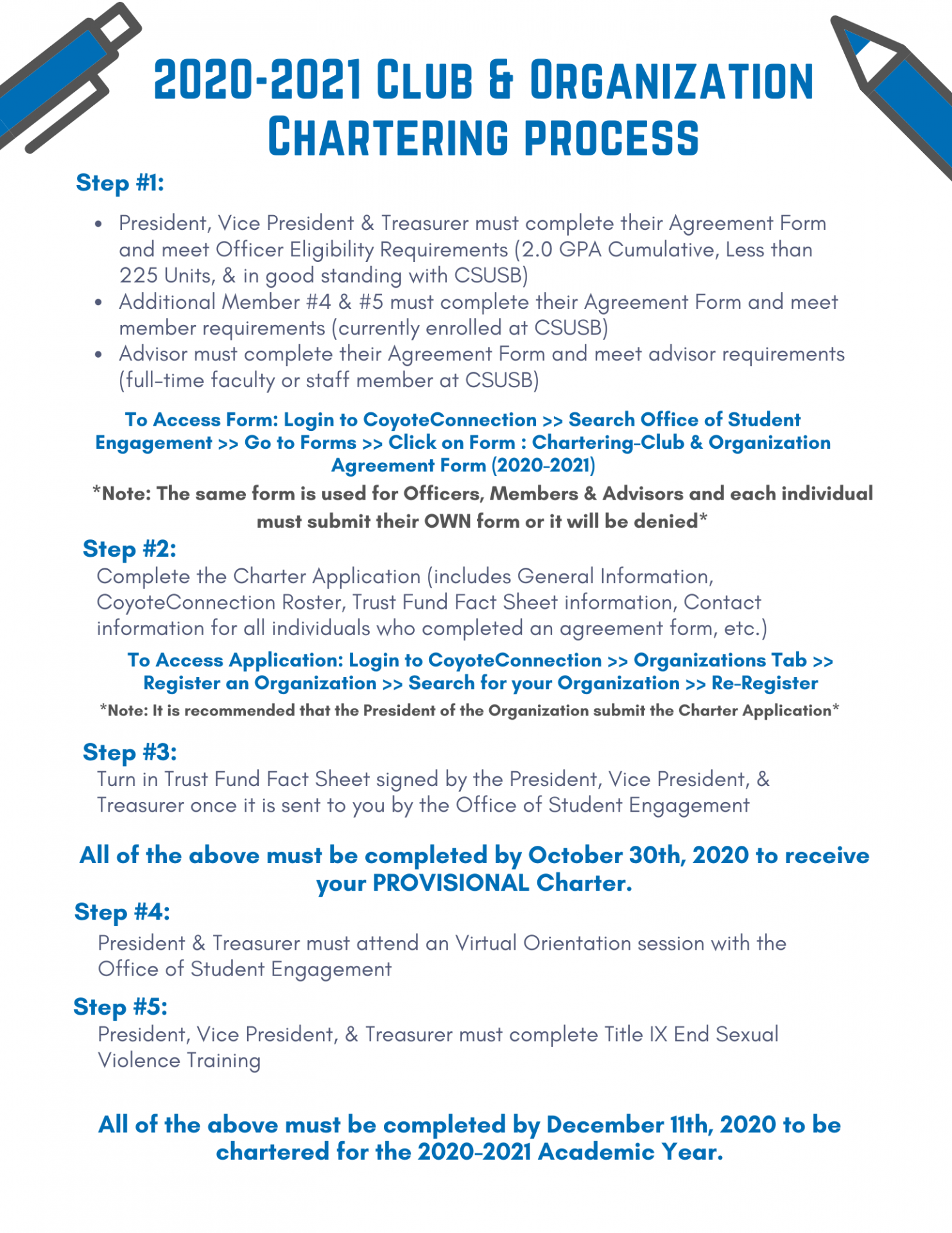 Chartering for 2020-2021