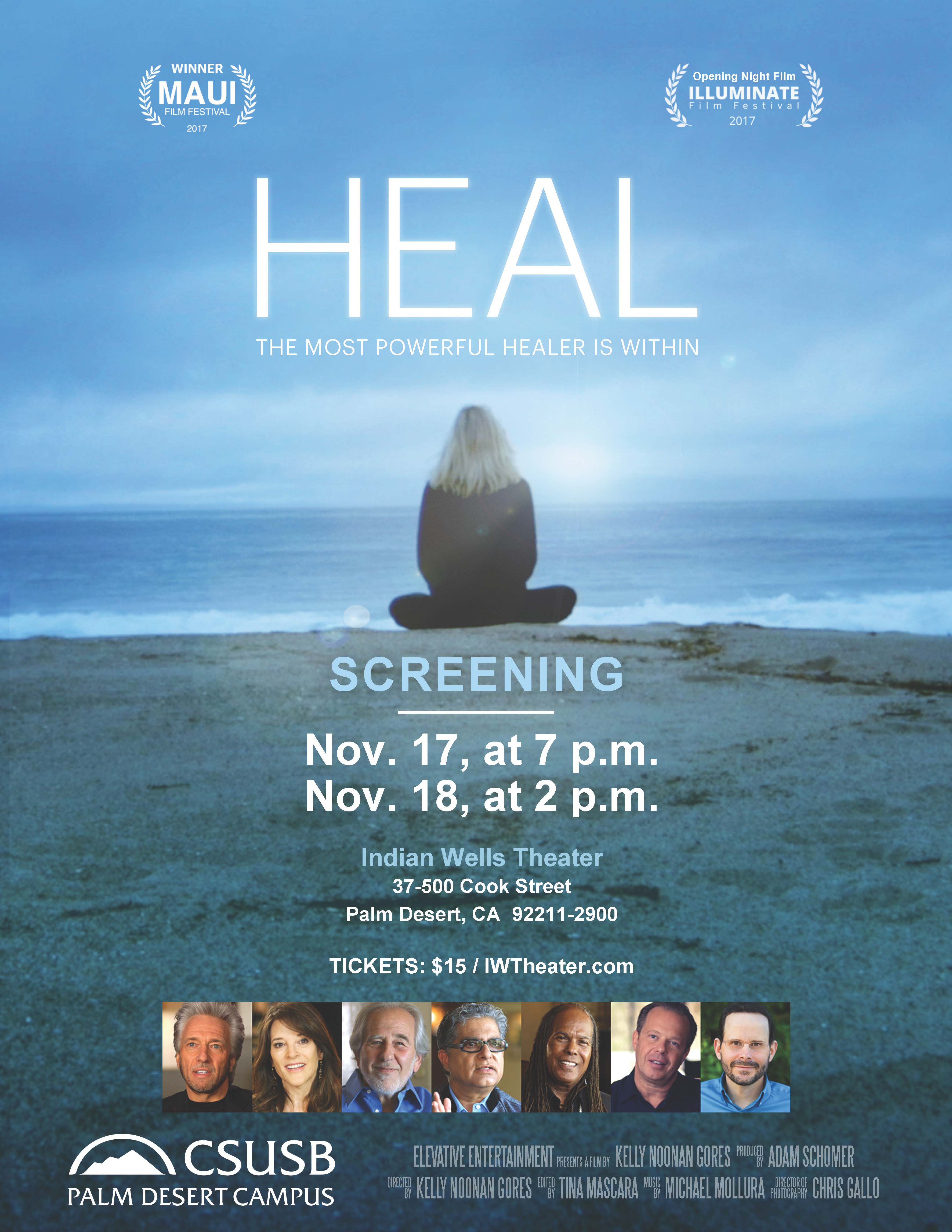 “HEAL” will be shown Friday, Nov. 17, at 7 p.m., and Saturday, Nov. 18, at 2 p.m., in the campus’s Indian Wells Theater. 