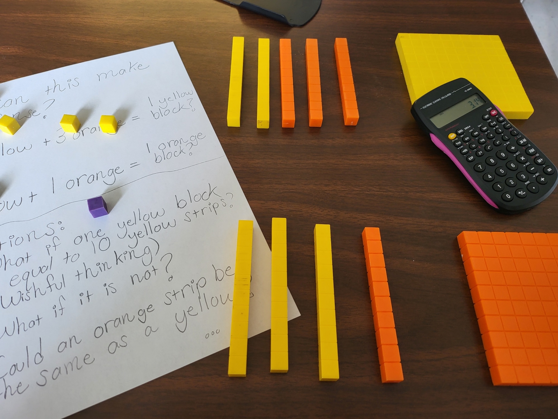 A desk with algebra materials on it