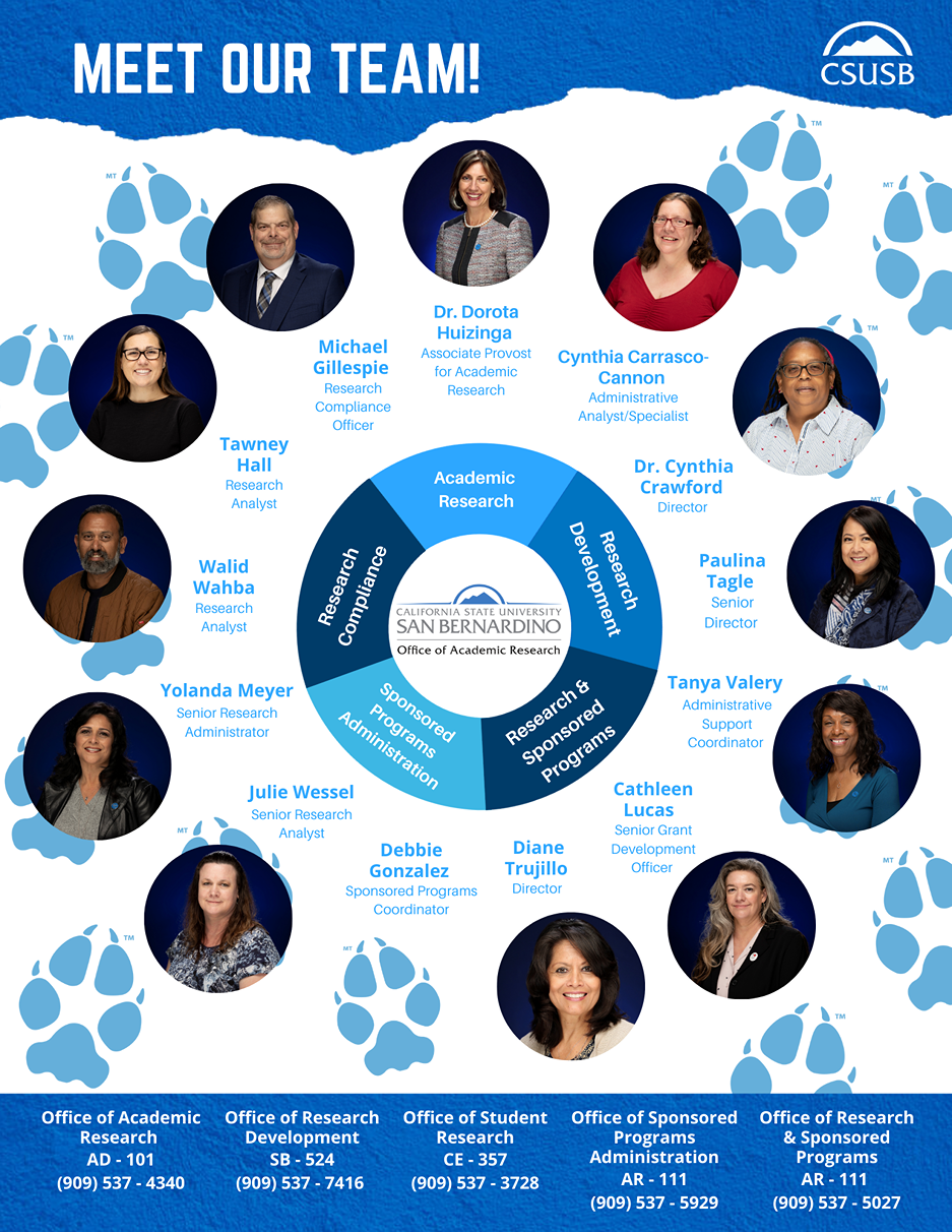 Flyer displaying each office and staff member with contact information and location.
