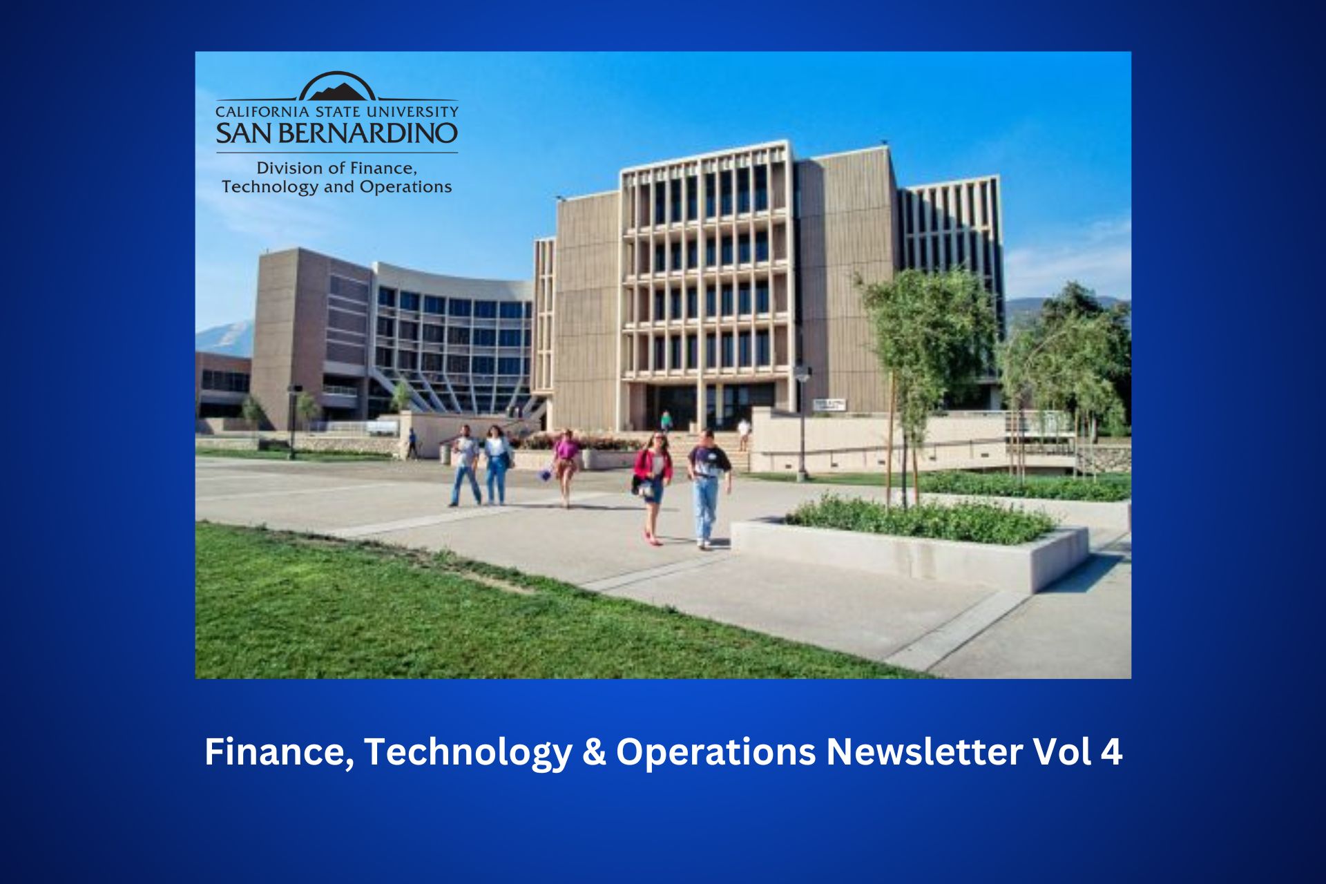 CSUSB John Pfau Library with Black FTO Division logo 