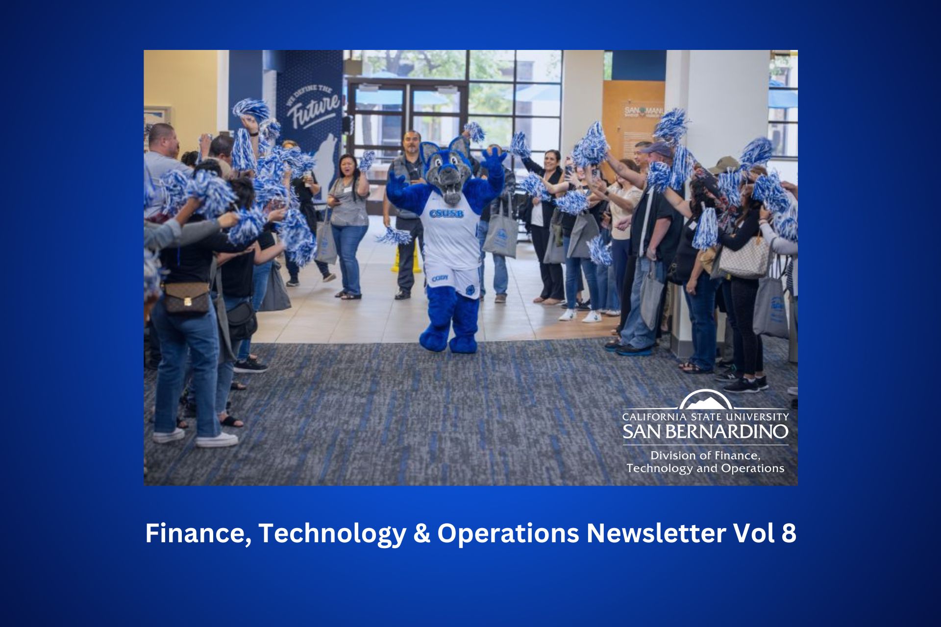 CSUSB mascot Cody Coyote welcomes new students during New Student Orientation