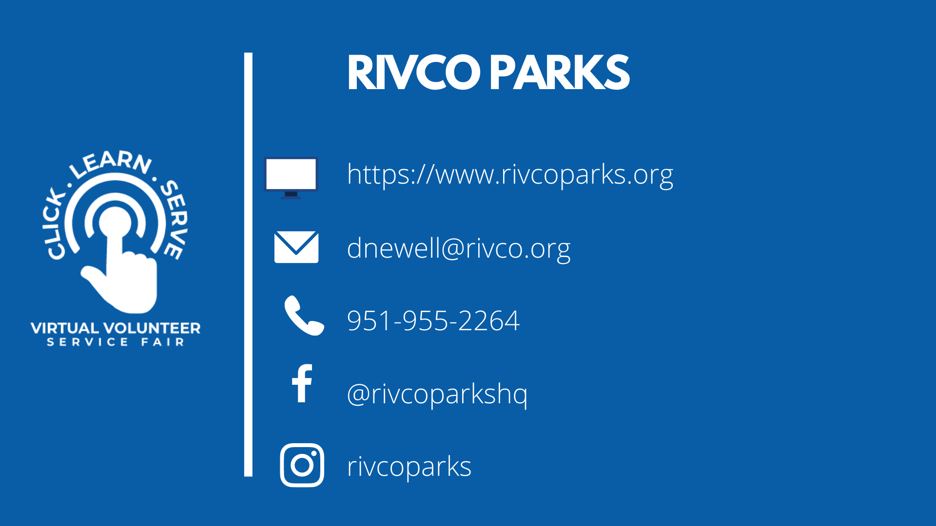 RivCoParks nonprofit video for Virtual Volunteer Service Fair.