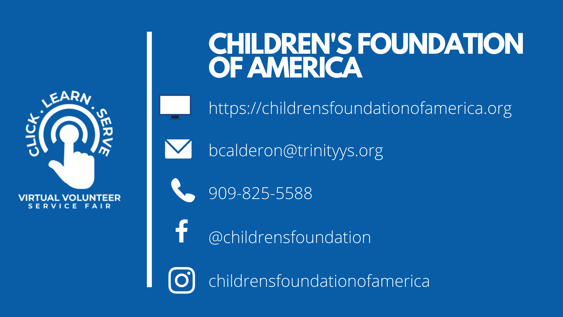 Children's Foundation of America nonprofit video for the Virtual Volunteer Fair.