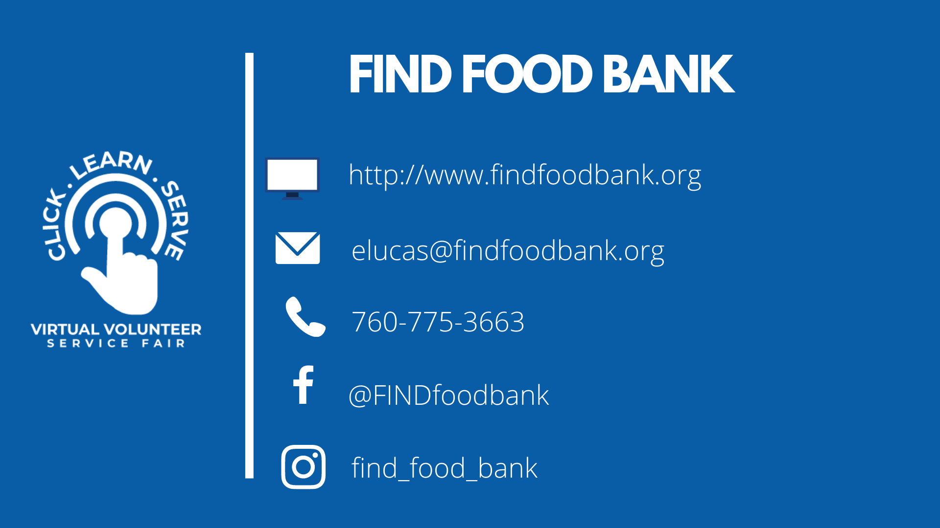 Find Food Bank video for Virtual Volunteer Service Fair.
