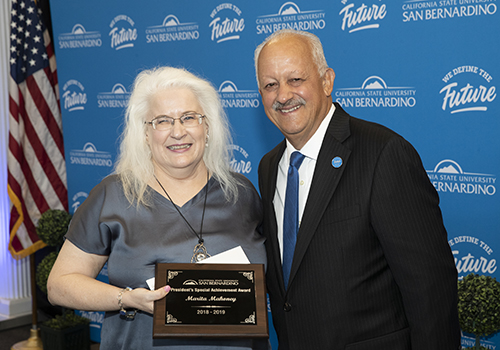 Marita Mahoney and President Tomas Morales