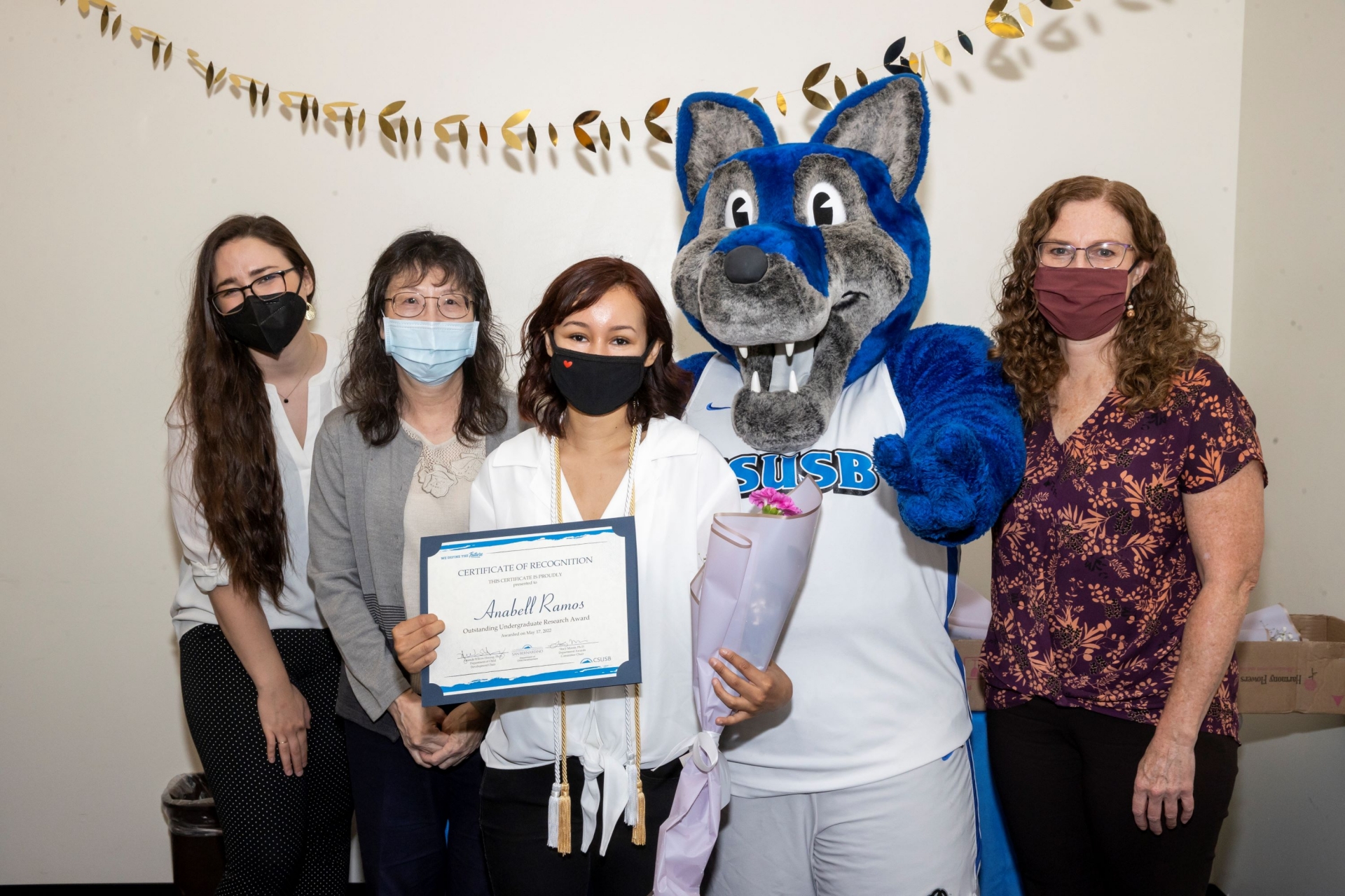 Stacy Morris, Yuchin Chien, Anabell Ramos, Cody the Coyote and Amanda Wilcox-Herzog