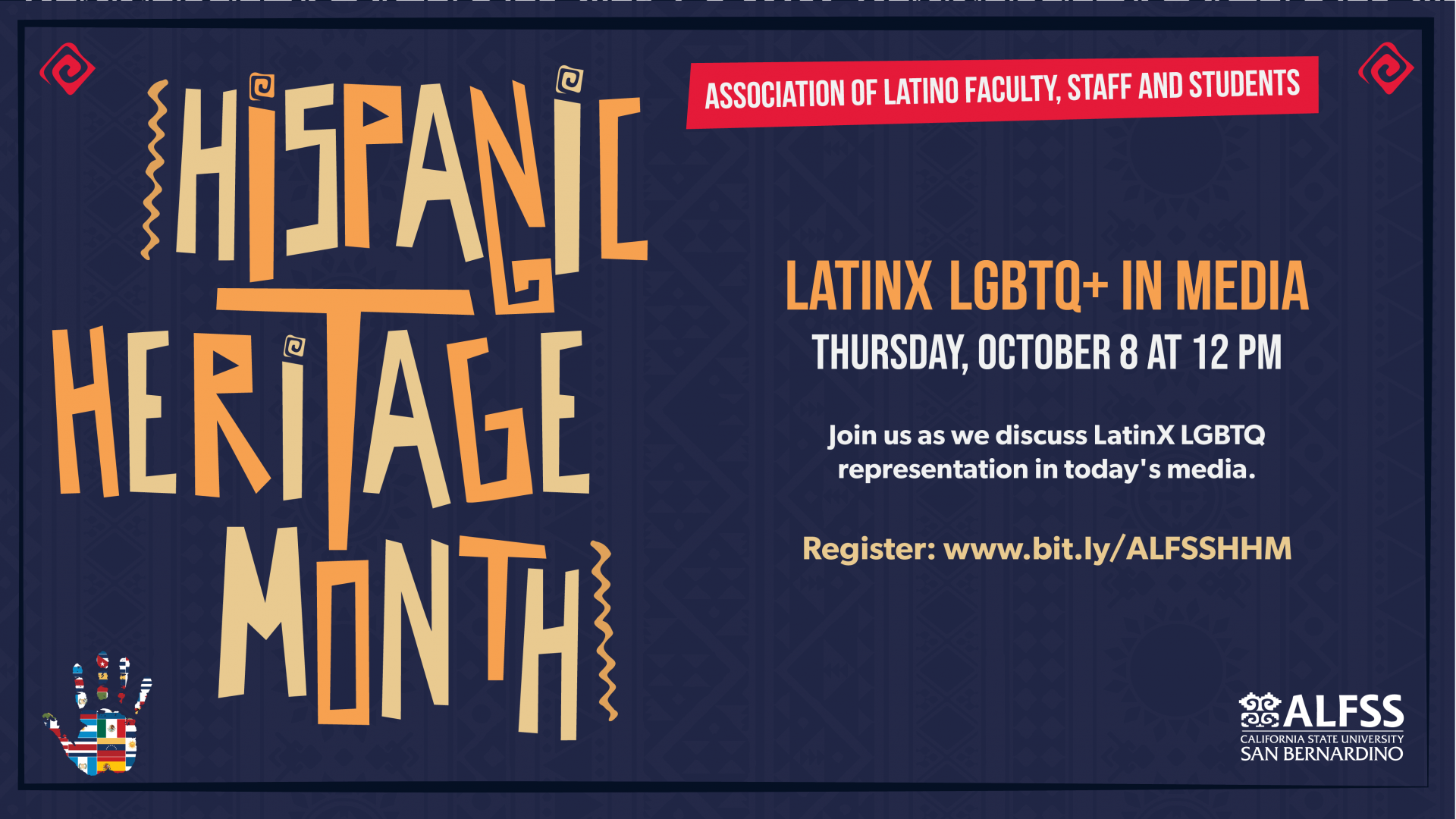 Flyer for LatinX LGBTQ+ in Media Event