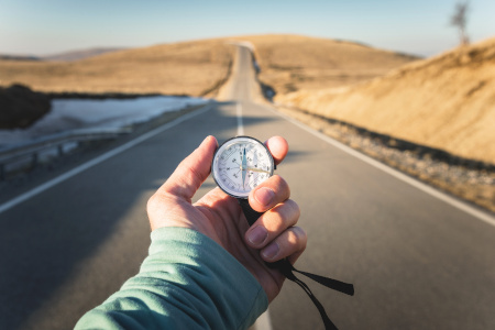 Compass on the road