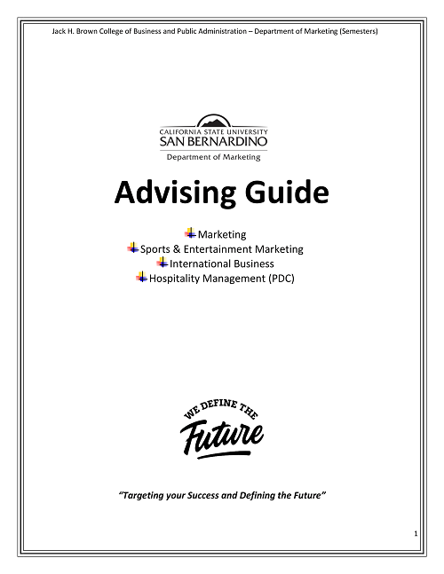 Advising Guide 2020 - MKTG, International Business, Sports & Entertainment MKTG, Hospitality Management