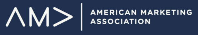 American Marketing Association logo. White text on dark blue background.