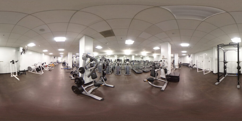 Overview of the fitness facility, Selectorized strength machines, Plate loaded machines, Cycle ergometers, Skiing ergometers