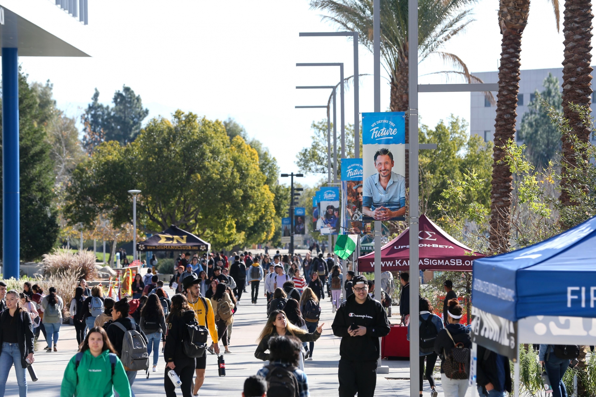 Students walking on Coyote Walk