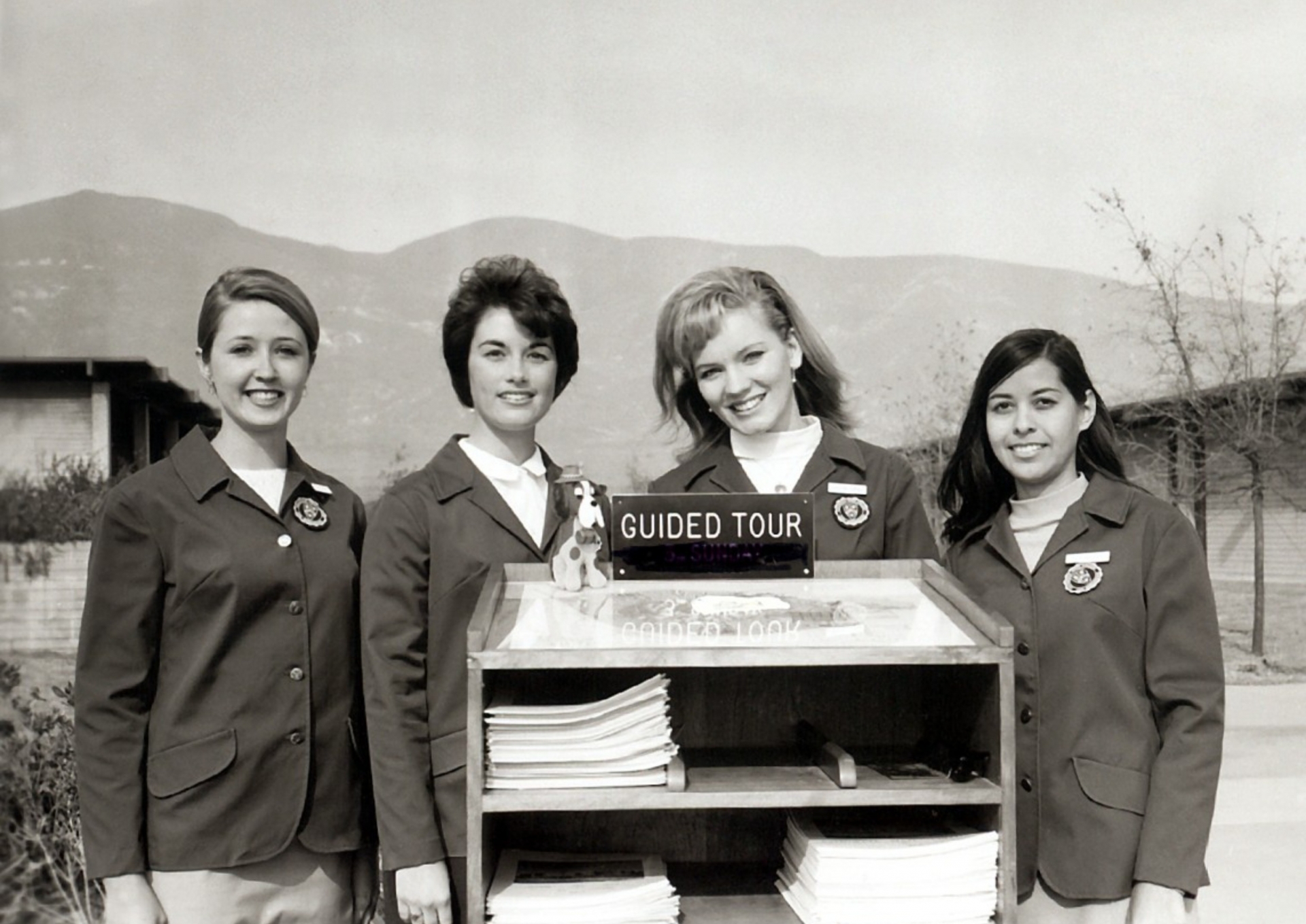 Black and White Photo of Campus Tour guides