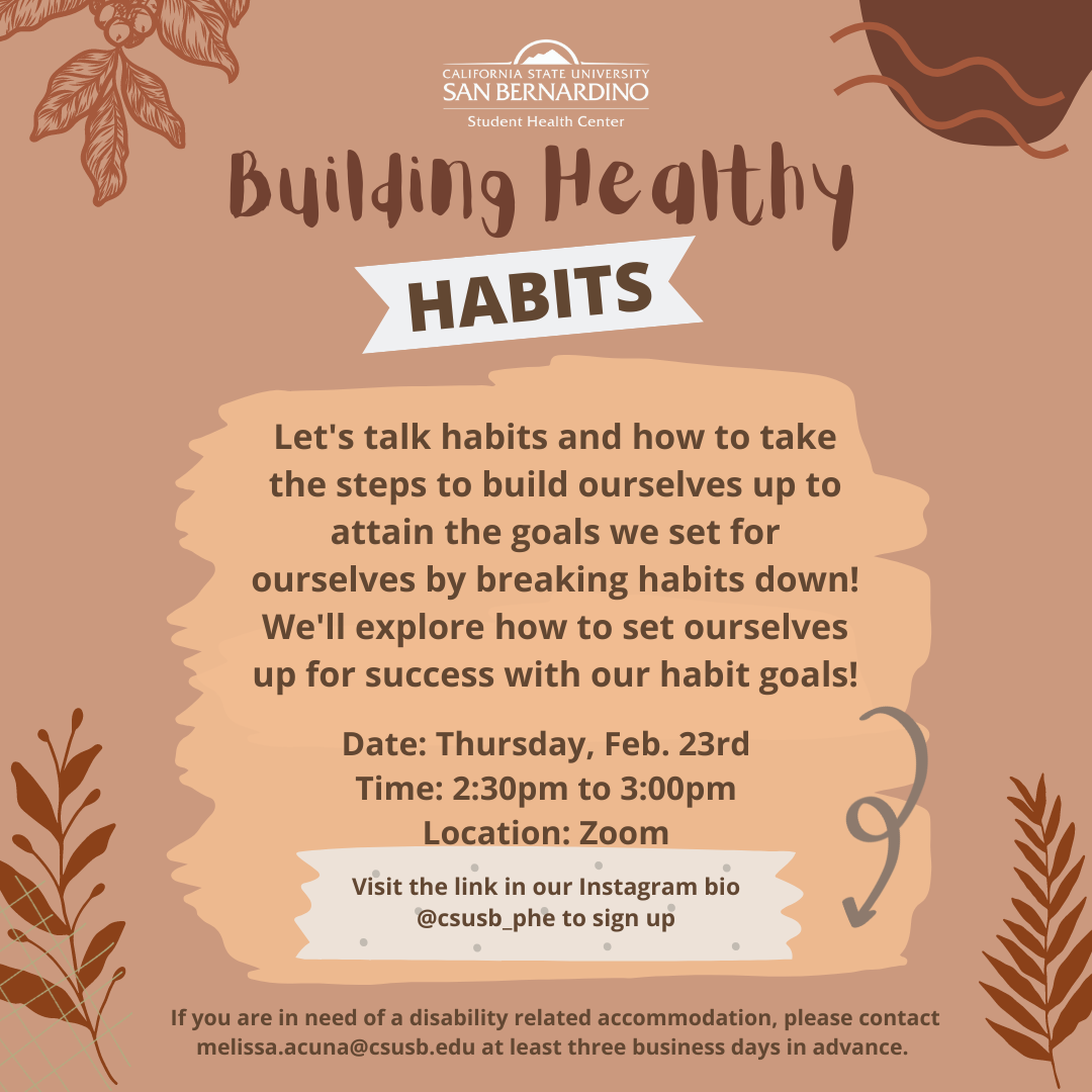 Brown flyer for building healthy habits workshop.