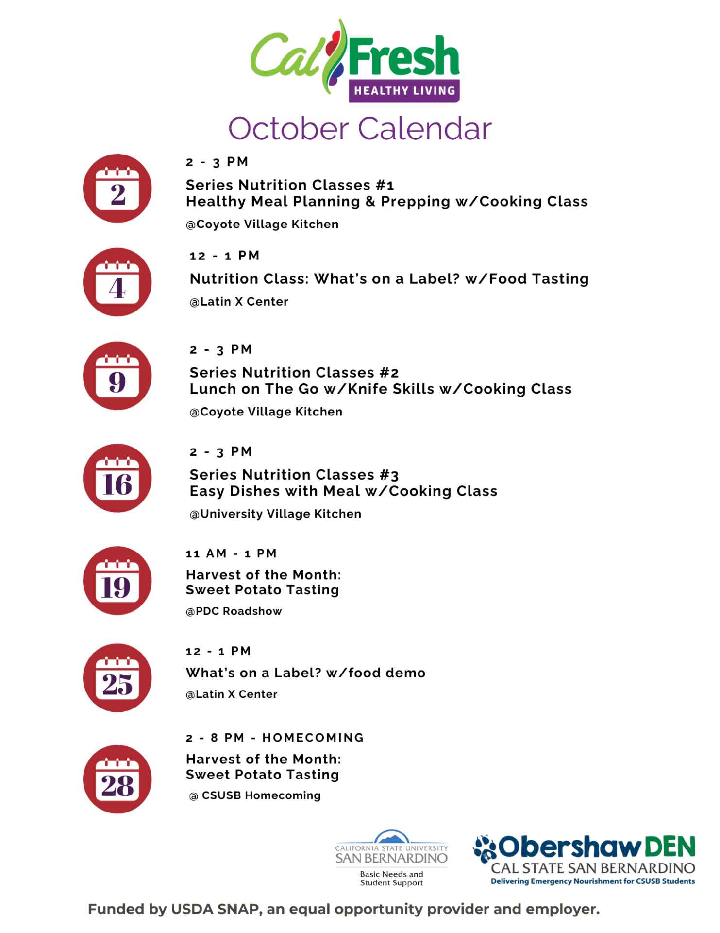 CalFresh Healthy Living October 2023 Events