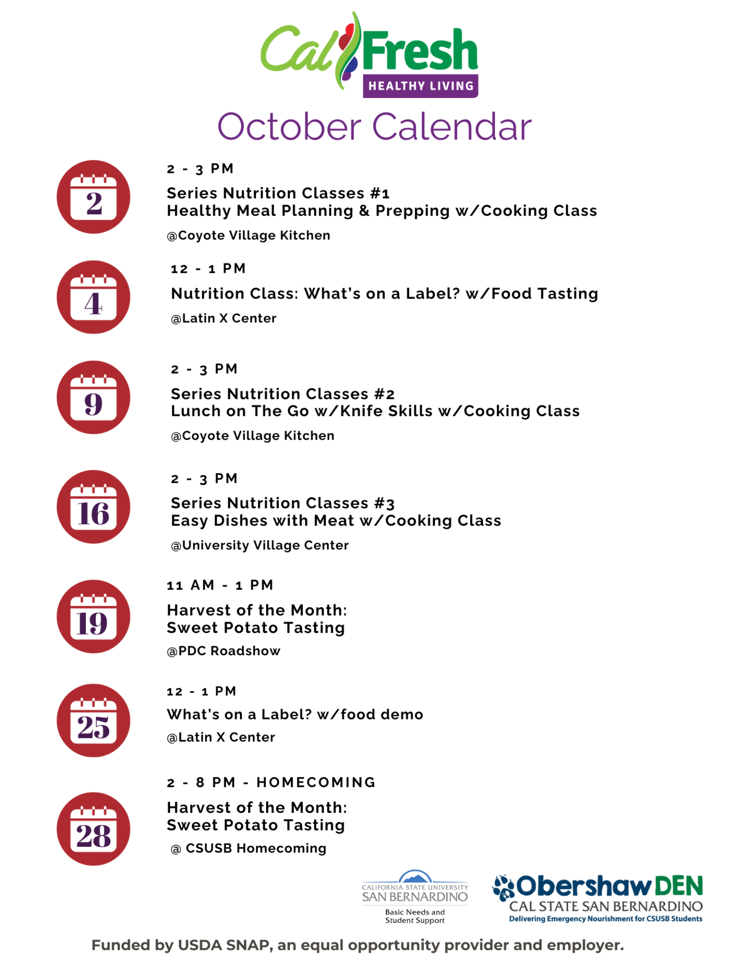 CalFresh Healthy Living October 2023 Events