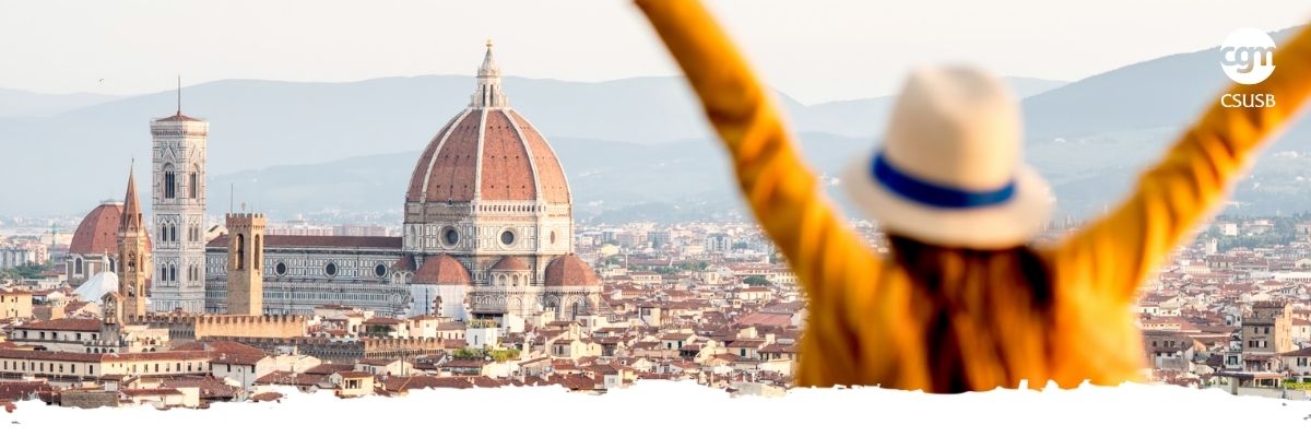 Italy, Girl with Back to camera celebrating