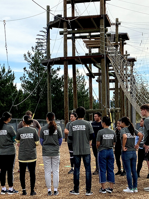 Camp SERVE, day 1 at CSUSB ropes course for team building exercises.