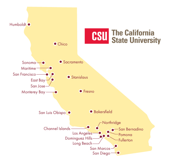 Map of all California State University campuses