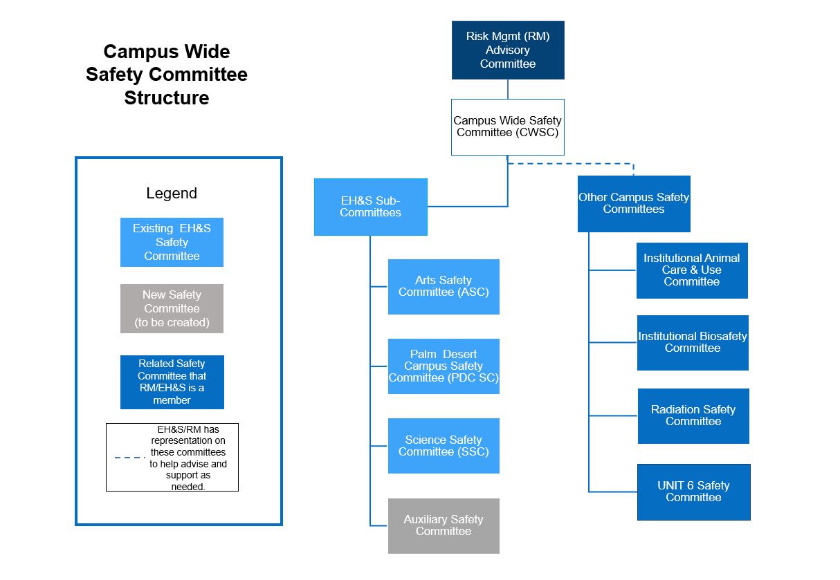 An organizational chart showing the basic layout of the proposed campus wide safety committee.