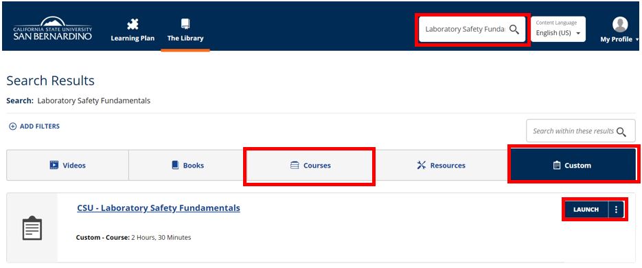 Snip of searching for courses