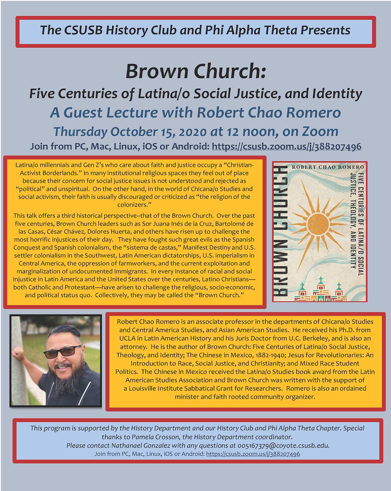 Web flyer, History Club, Robert Chao Romero talk