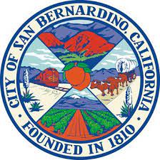 City seal with text "City of San Bernardino California, Founded in 1810"