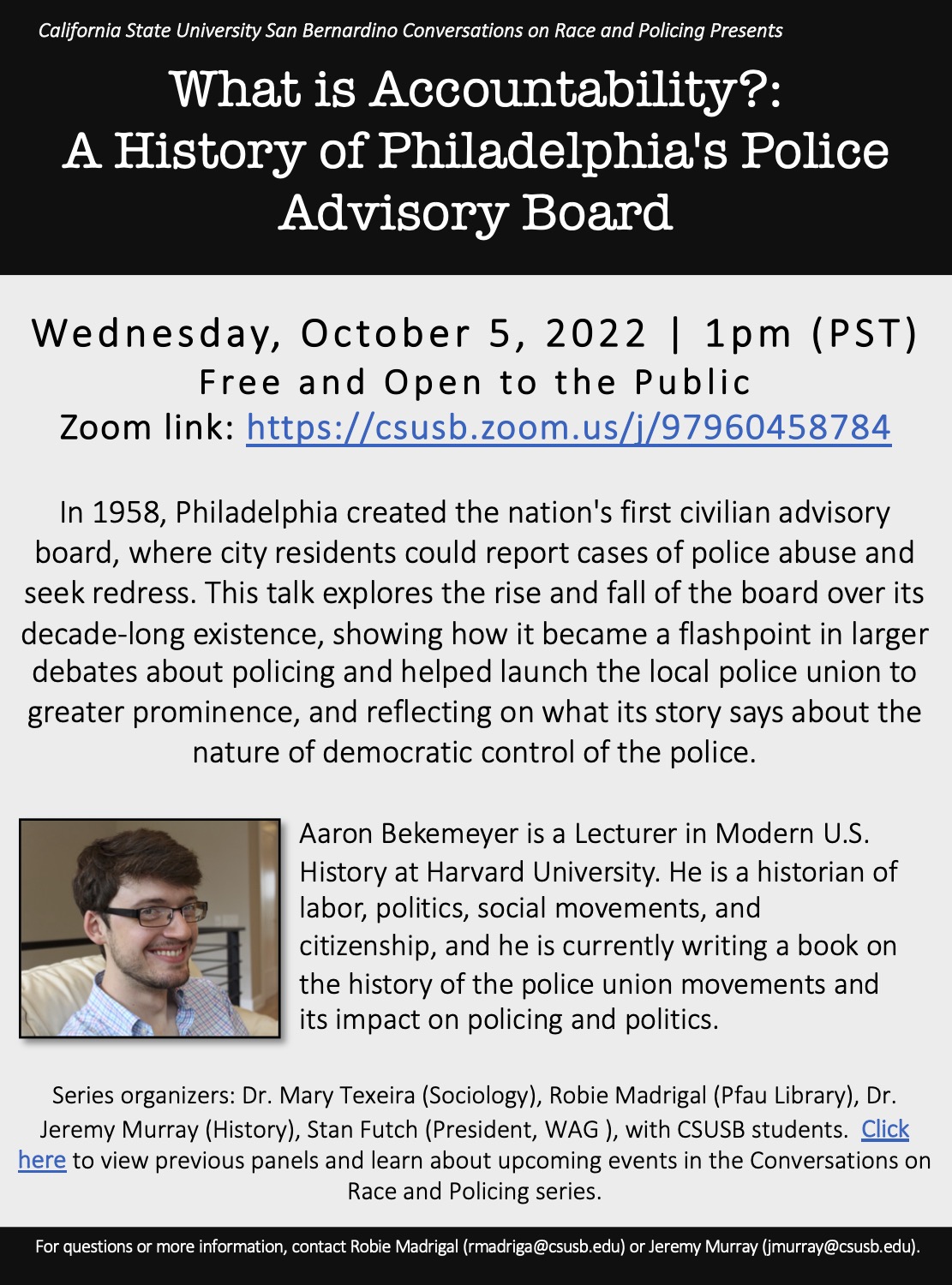 Conversations on Race and Policing event, Oct 5