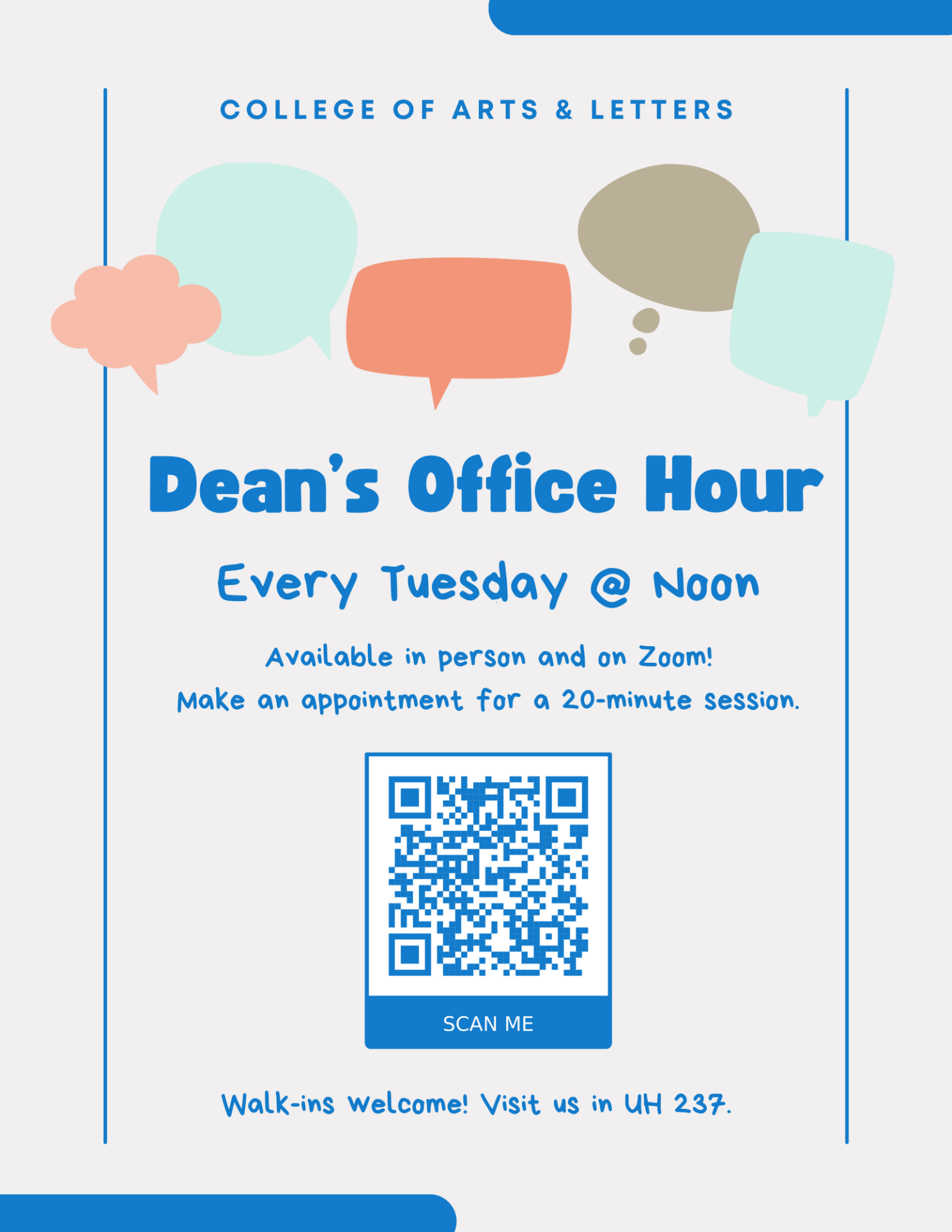 Flyer for Dean's Office Hours