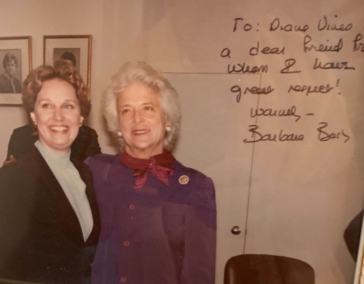 Diane Vines with former first lady, the late Barbara Bush.