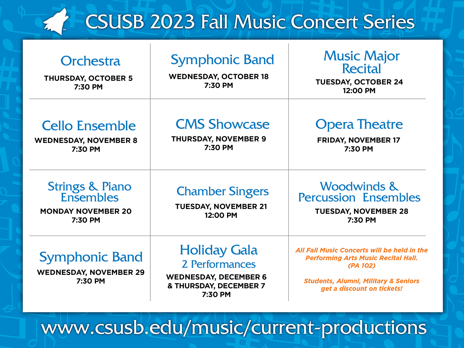 CSUSB Music Concerts Fall 2023