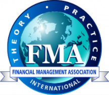 Icon of Earth with text: FMA Financial Management Association, Theory. Practice. International.
