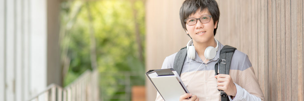 Young first time freshman male student