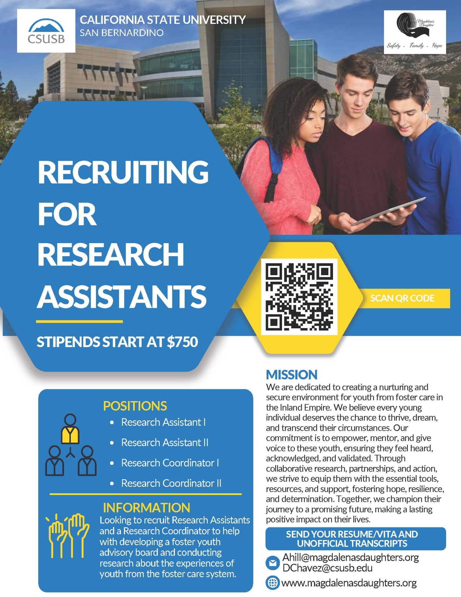 Foster Youth Advisory Board Research Assistant Recruiting Flyer