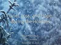 Snipping of Title page of Grief, Loss & Hope During the Holidays