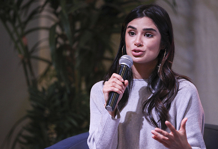 Diane Guerrero, actor and author of “In the Country We Love: My Family Divided,” touched on a variety of topics including immigration, women’s issues, intersectional feminism and mental health Photo: Peter Acosta/CSUSB Diane Guerrero, actor and author of “In the Country We Love: My Family Divided,” touched on a variety of topics including immigration, women’s issues, intersectional feminism and mental health Photo: Peter Acosta/CSUSB