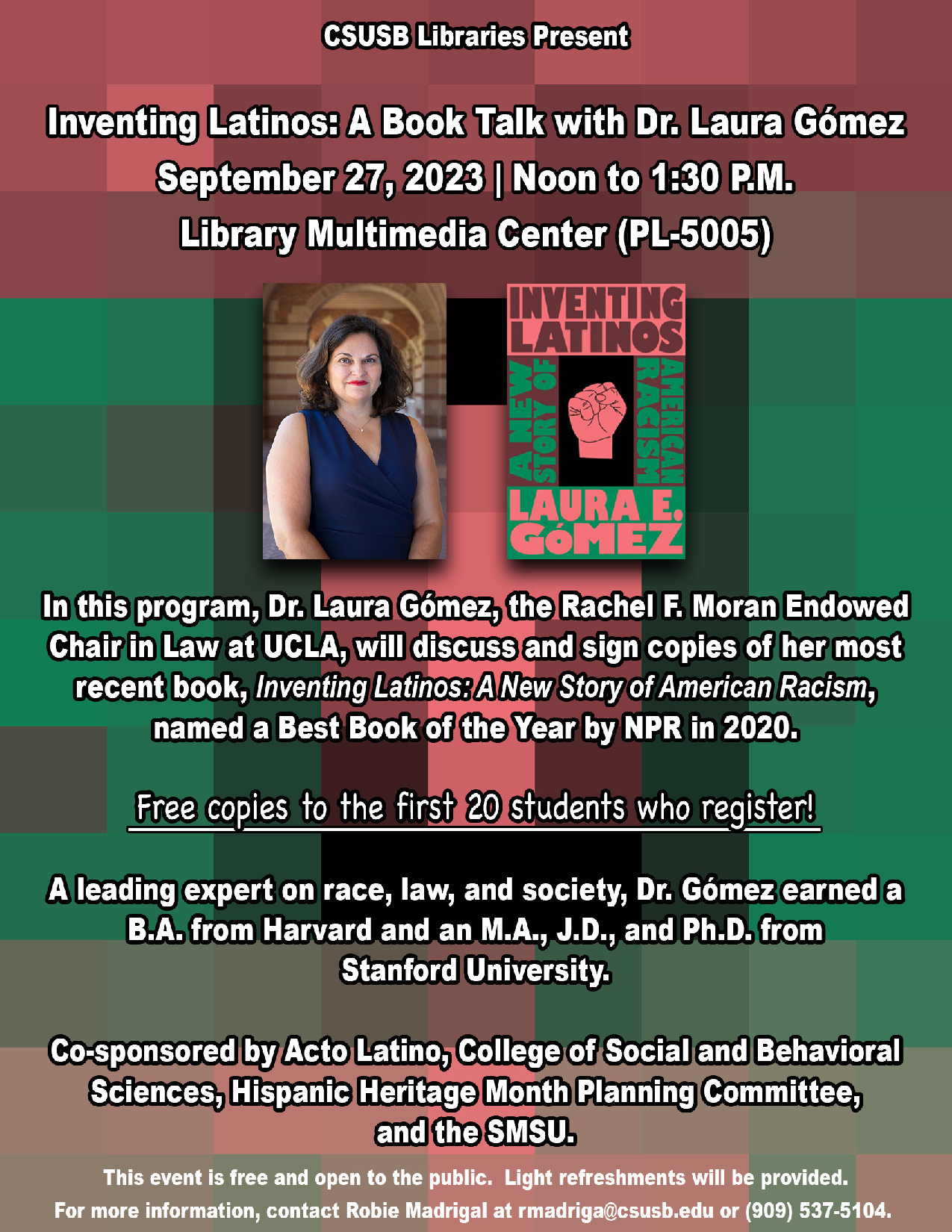 Library event flyer, Laura Gómez