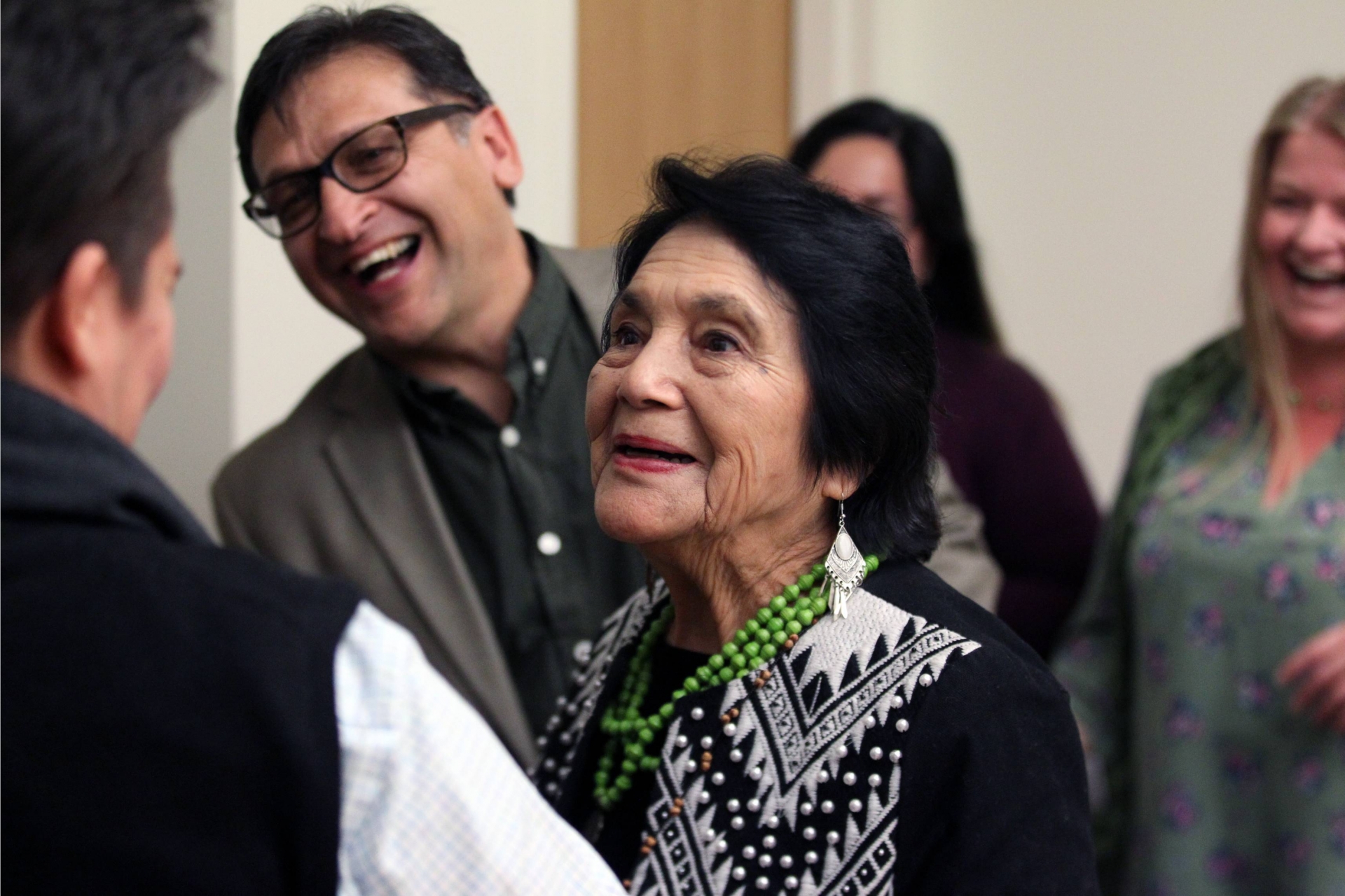 Dolores Huerta speaking to a group of people