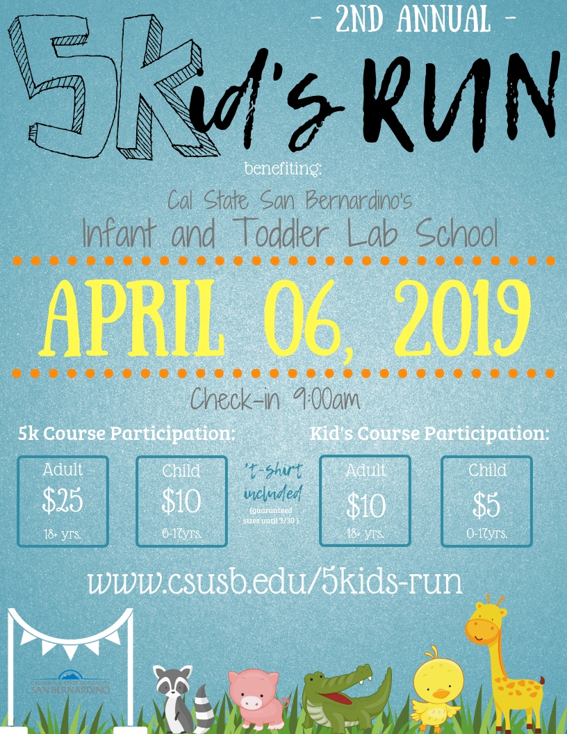 CSUSB’s 5Kid’s Run to benefit Infant and Toddler Lab School
