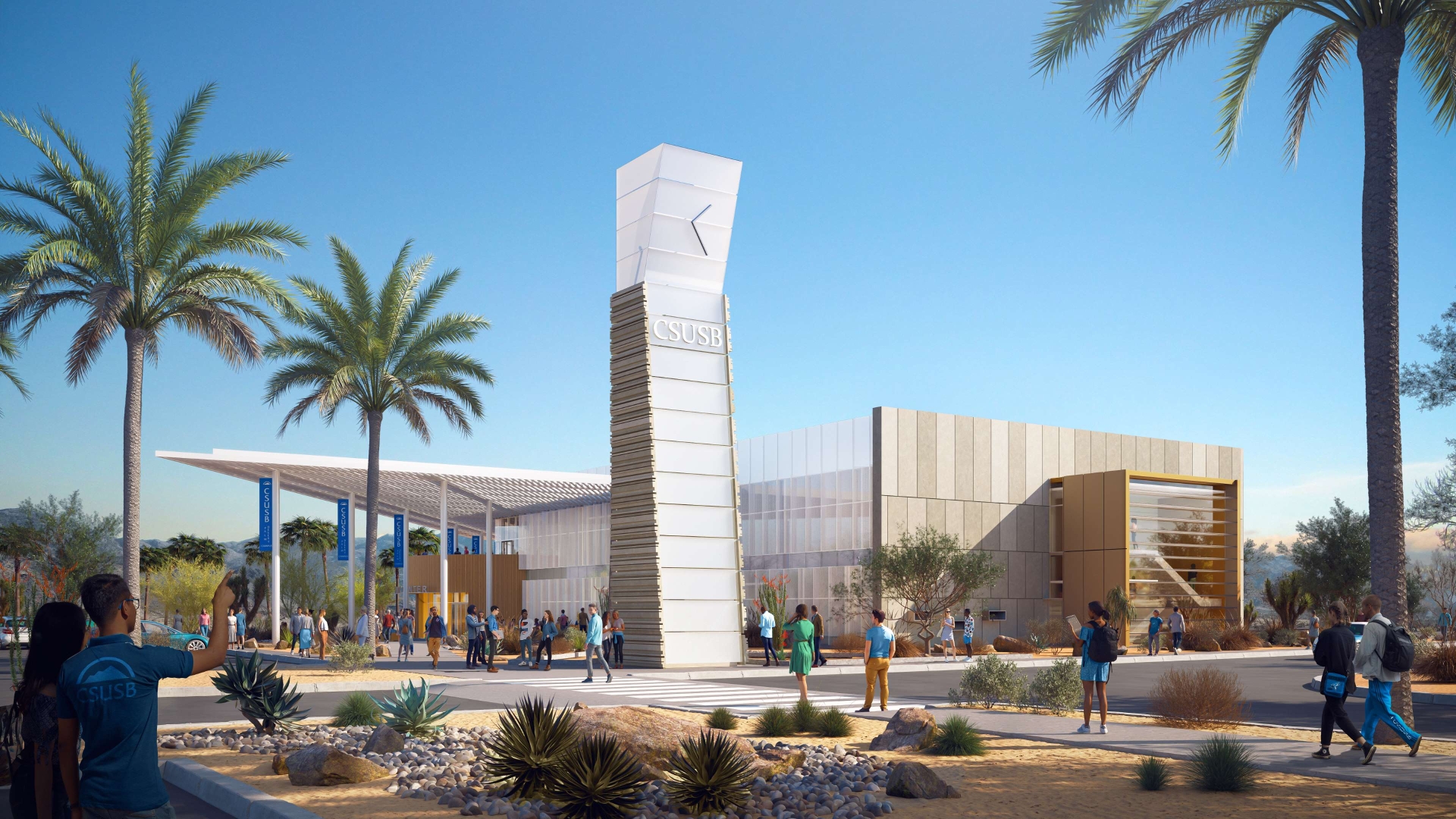Artist rendering of the new Palm Desert Campus Student Services Building.