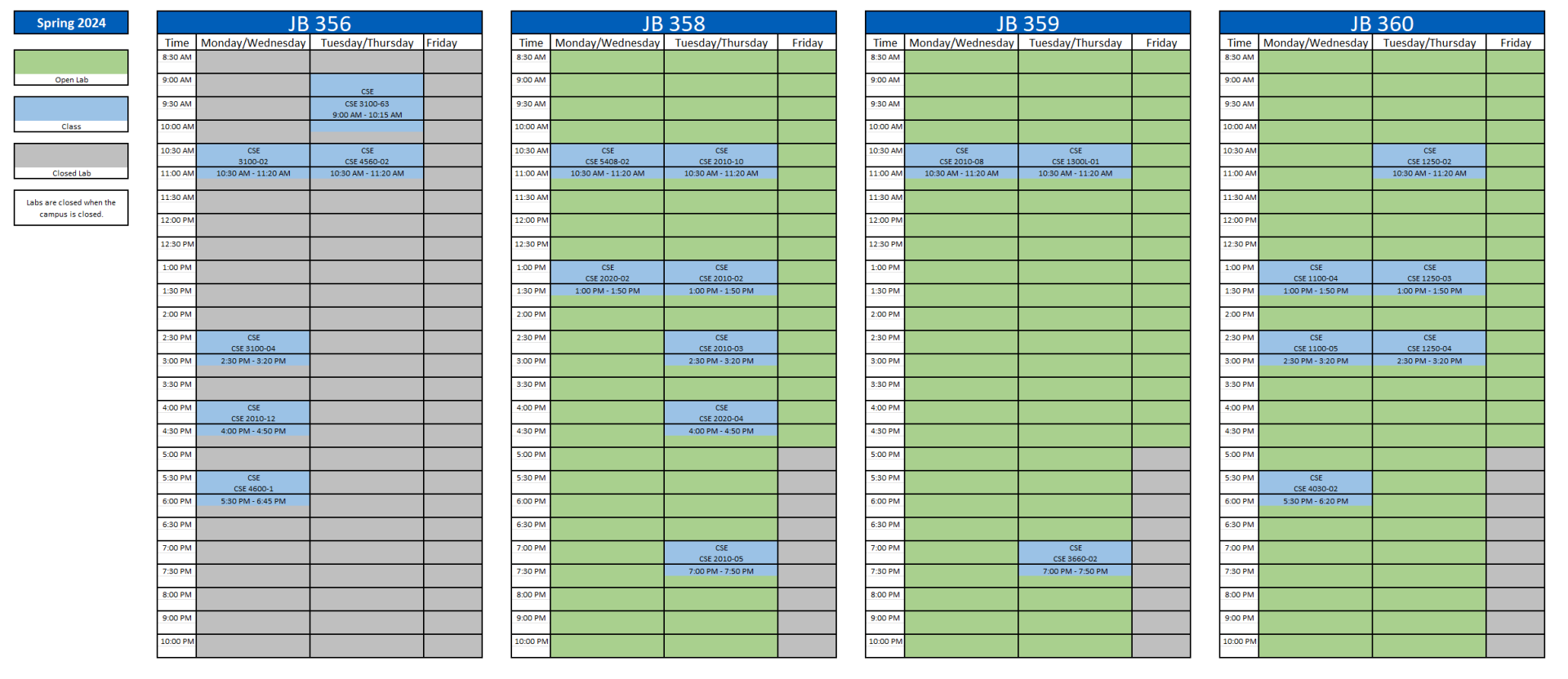 Lab Schedule Spring 2024.