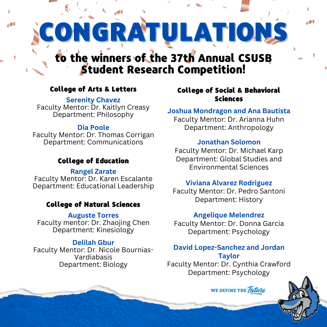 CSUSB Student Research Competition | Student Research | CSUSB